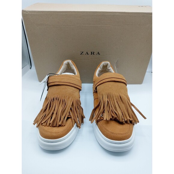 Zara Suede Fringe Sneaker in Deep Caramel size 7.5 - Picture 11 of 12